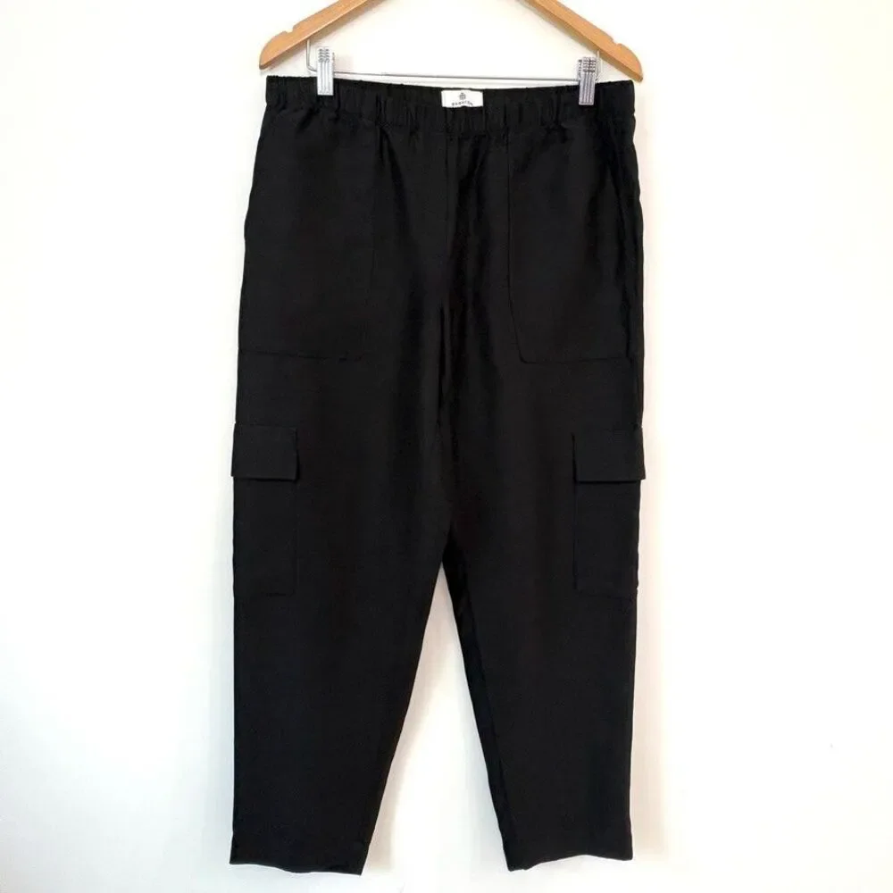 Aritzia Babaton Pants Titan Cargo Linen Blend Pull On Sz 10 Minimalist Utility
